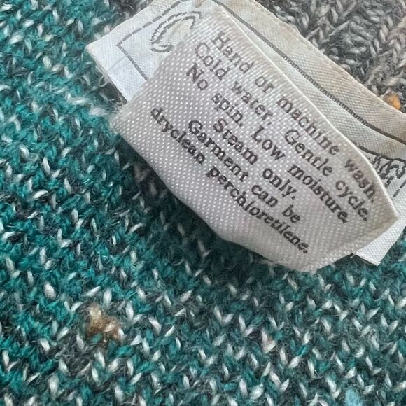 Vintage 90’s Collectif Italy Street Knit Sweater Teal Gray Abstract Size L - Picture 7 of 10